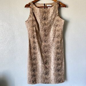CDC Petites Animal Print Gold Glitter Sheath Dress Women's 10P VTG 90s/00s